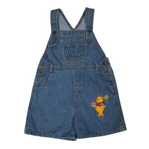 Vintage 90s Disney Winnie the Pooh Overalls Youth 4 Embroidered Pooh Bear